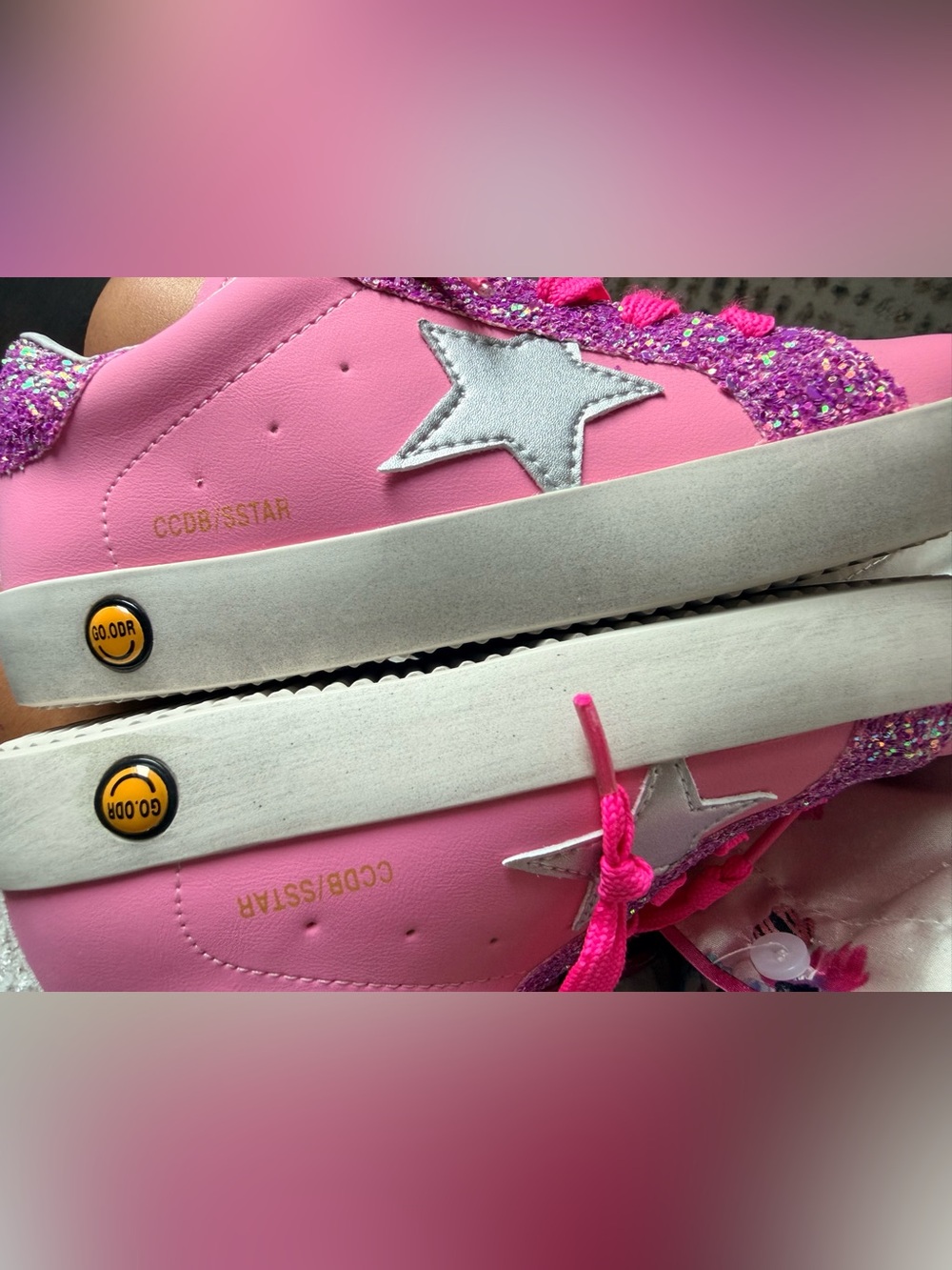 Pink Glitter Star Sneakers